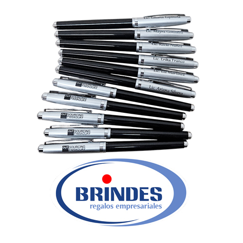 Boligrafo negro con plateado