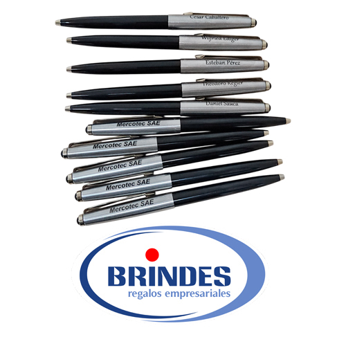 Boligrafo plateado con negro